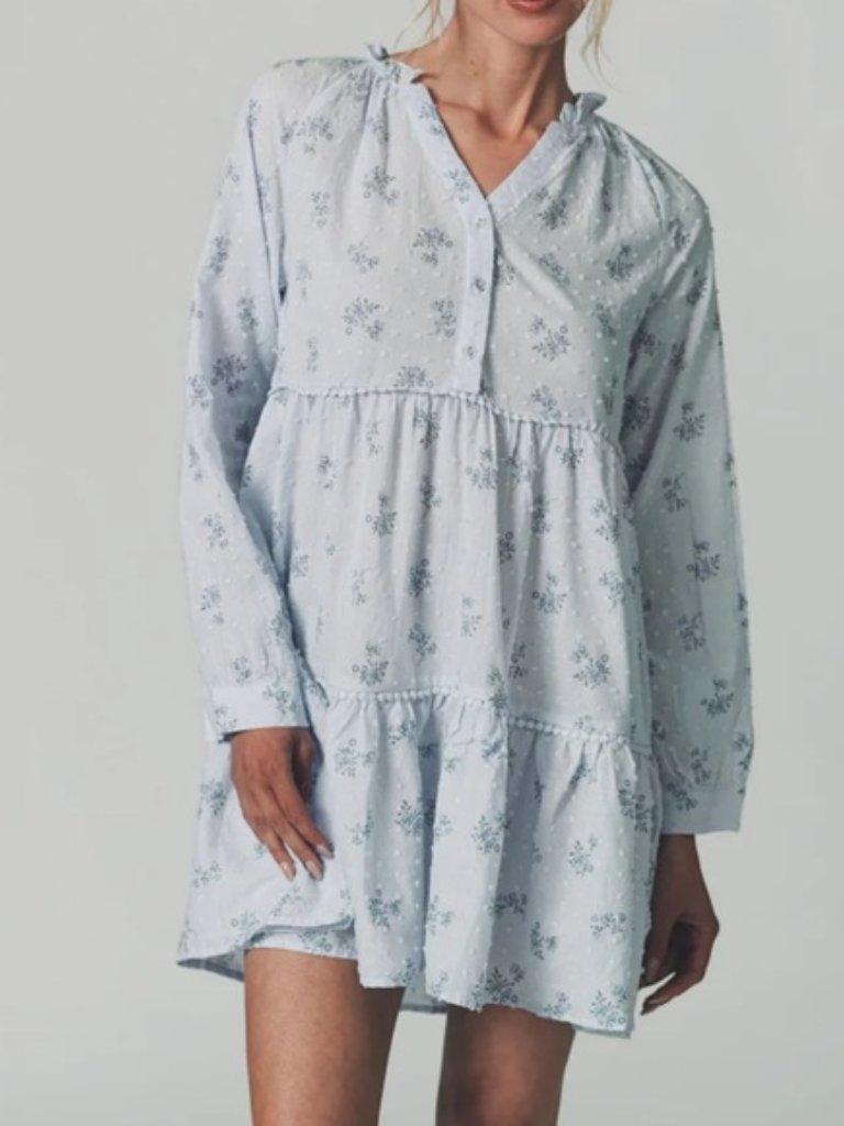 The Shirt By Rochelle Behrens Dress The Candice Dress Floral Blue Size Medium — image 2 of 8